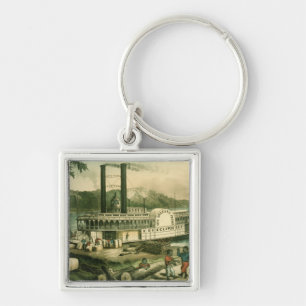 Porte-clés Coton de chargement sur le Mississippi, 1870
