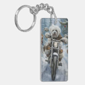 Porte-clés Coton De Tulear Chien équitation Moto Noël (Devant gauche)
