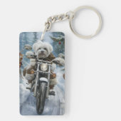Porte-clés Coton De Tulear Chien équitation Moto Noël (Dos)