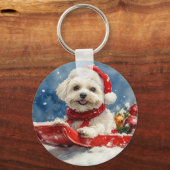 Porte-clés Coton De Tulear dans la boue Laisser passer la nei (Verso)