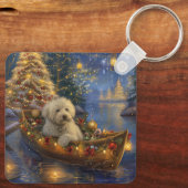 Porte-clés Coton De Tulear Noël Festive Voyage (Verso)