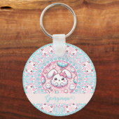 Porte-clés Coton Personnalisé Candy Kawaii Bunny Dot Mandala (Verso)