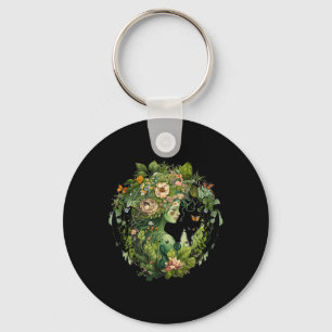 Porte-clés Cottagecore Floral Mère Terre Hippie Nature Pâte