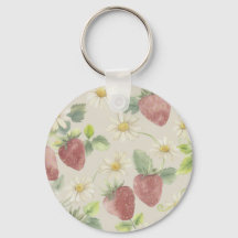 Porte-clés Cottagecore Fraise Marguerite