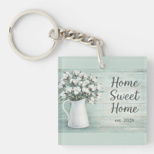 Porte-clés Cotton Flowers Farmhouse Rustic Keychain (Devant)