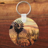 Porte-clés Couché de soleil de moulin du Texas (Recto)