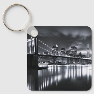 Porte-clés Coucher de New York Pont de Brooklyn Monochrome Nu