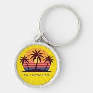 Porte-clés Coucher de soleil avec palmiers Vector