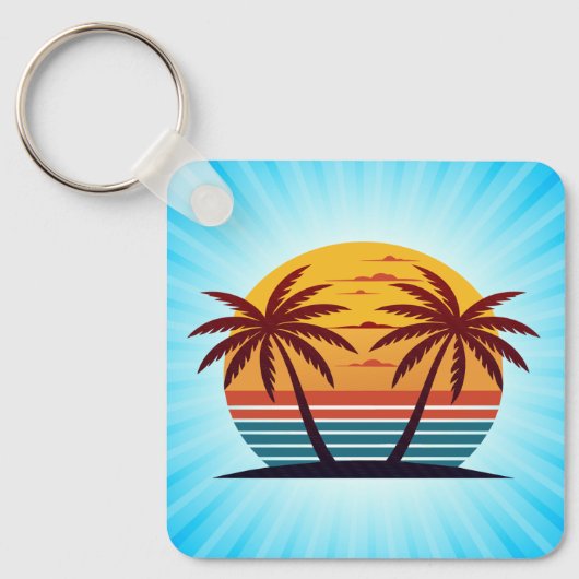 Porte-clés Coucher de soleil avec palmiers Vector (Recto)