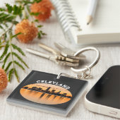 Porte-clés Coucher de soleil de Cleveland ville forme de foot (Devant Droit)