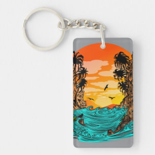 Porte-clés Coucher de soleil de palmier