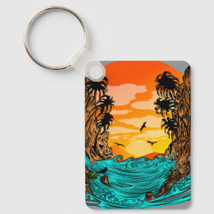 Porte-clés Coucher de soleil de palmier