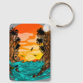 Porte-clés Coucher de soleil de palmier (Verso)
