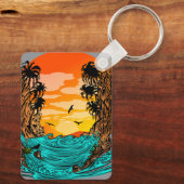 Porte-clés Coucher de soleil de palmier (Verso)