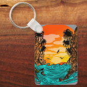 Porte-clés Coucher de soleil de palmier (Recto)