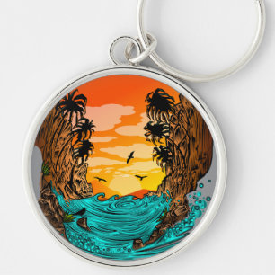 Porte-clés Coucher de soleil de palmier