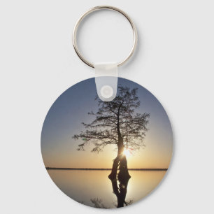 Porte-clés Coucher de soleil derrière un arbre
