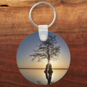 Porte-clés Coucher de soleil derrière un arbre (Recto)