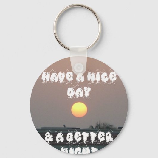 Porte-clés Coucher de soleil d'or avec Bonne Journée/Soirée (Recto)