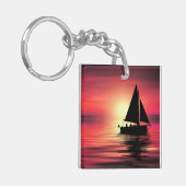 Porte-clés Coucher de soleil, Mer, Bateau à voile (Devant gauche)