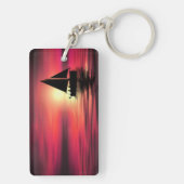 Porte-clés Coucher de soleil, Mer, Bateau à voile (Dos)