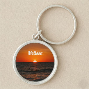 Porte-clés Coucher de soleil Océan Nom personnalisé