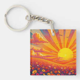 Porte-clés Coucher De Soleil Radieux Sur Un Paysage Whimsical