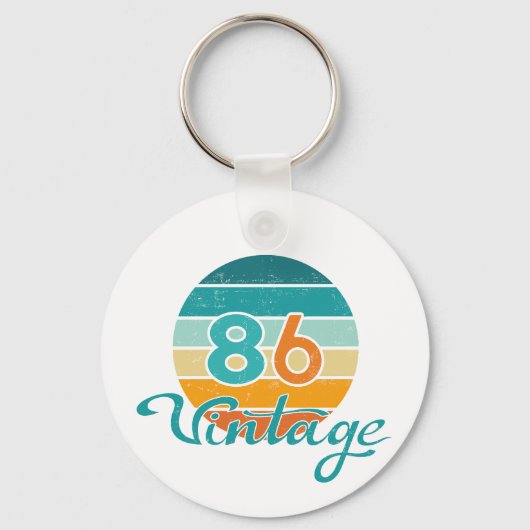 Porte-clés Coucher de soleil rétro 86 en détresse vintage (Recto)