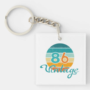 Porte-clés Coucher de soleil rétro 86 Vintage en détresse