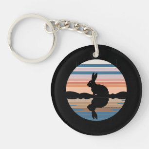 Porte-clés Coucher de soleil rétro de lapin