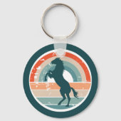 Porte-clés Coucher de soleil rétro du Cheval Bleu (Recto)