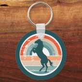 Porte-clés Coucher de soleil rétro du Cheval Bleu (Recto)