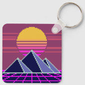 Porte-clés Coucher de soleil sur les pyramides Pixel art (Dos)