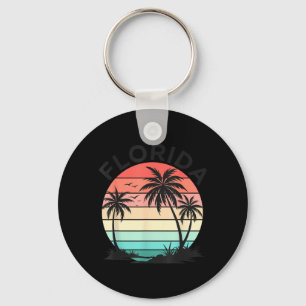 Porte-clés Coucher de soleil tropical d'été avec palmier vint
