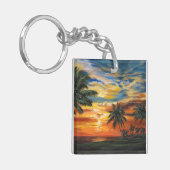Porte-clés Coucher de soleil tropical étonnant (Devant gauche)