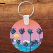 Porte-clés Coucher de soleil tropical : Illustration de plage (Recto)