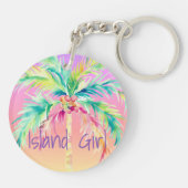 Porte-clés Coucher de soleil tropical Palm Tree Island Girl (Dos)