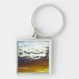 Porte-clés Coucher du soleil déprimé bleu jaune avec des