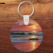 Porte-clés Coucher Rouge Océan Peinture de paysage marin (Verso)