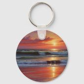 Porte-clés Coucher Rouge Océan Peinture de paysage marin (Verso)