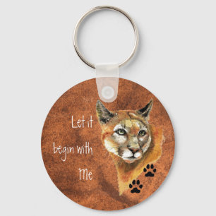 Porte-clés Cougar Puma Mountain Lion "Laisse-le commencer par