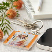 Porte-clés Couleur Aquarelle Renard Rouge mignonne Peinture M (Devant Droit)