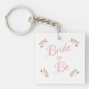 Porte-clés Couleur d'aquarelle du script de florale rose