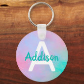 Porte-clés Couleur d'aquarelle rose Turquoise (Recto)