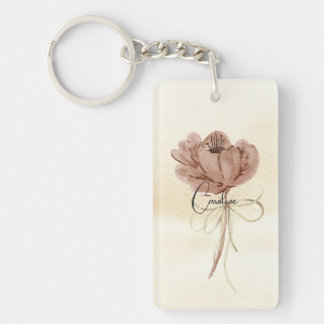 Porte-clés Couleur d'aquarelle terrestre personnalisée floral