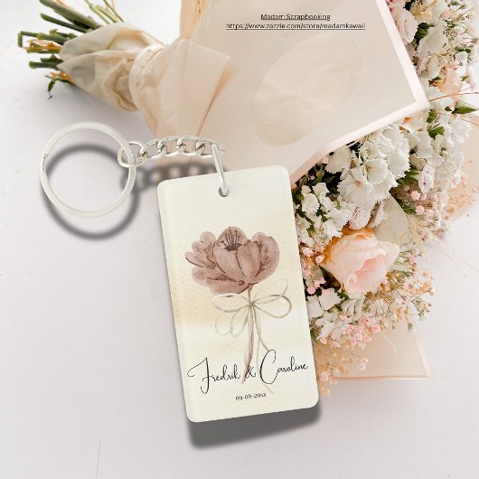 Porte-clés Couleur d'eau couleur beige Mariage floral personn