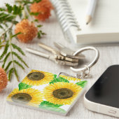 Porte-clés Couleur d'eau des fleurs de soleil (Devant Droit)