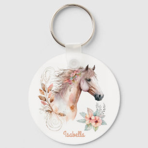 Porte-clés Couleur d'eau douce sur mesure Floral Boho Horse
