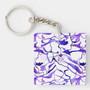 Porte-clés Couleur d'eau violet mignonne abstraites lignes mo