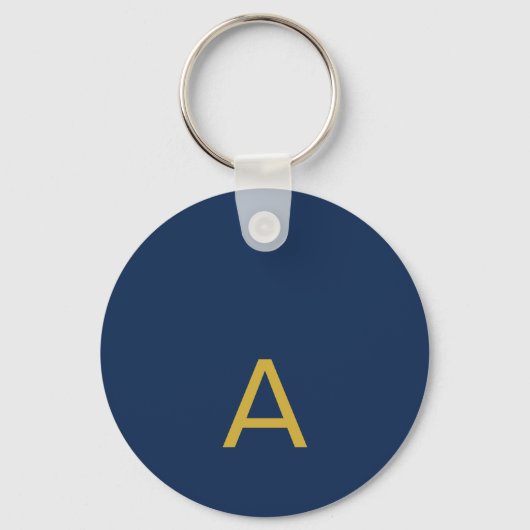 Porte-clés Couleur Or & Bleu Monogramme Initial Professionnel (Recto)